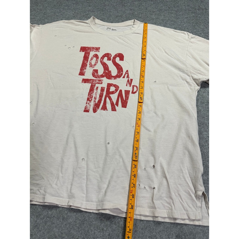 Aerie Toss and Turn Graphic Tee Large Beige Distressed Oversized Sleep Shirt